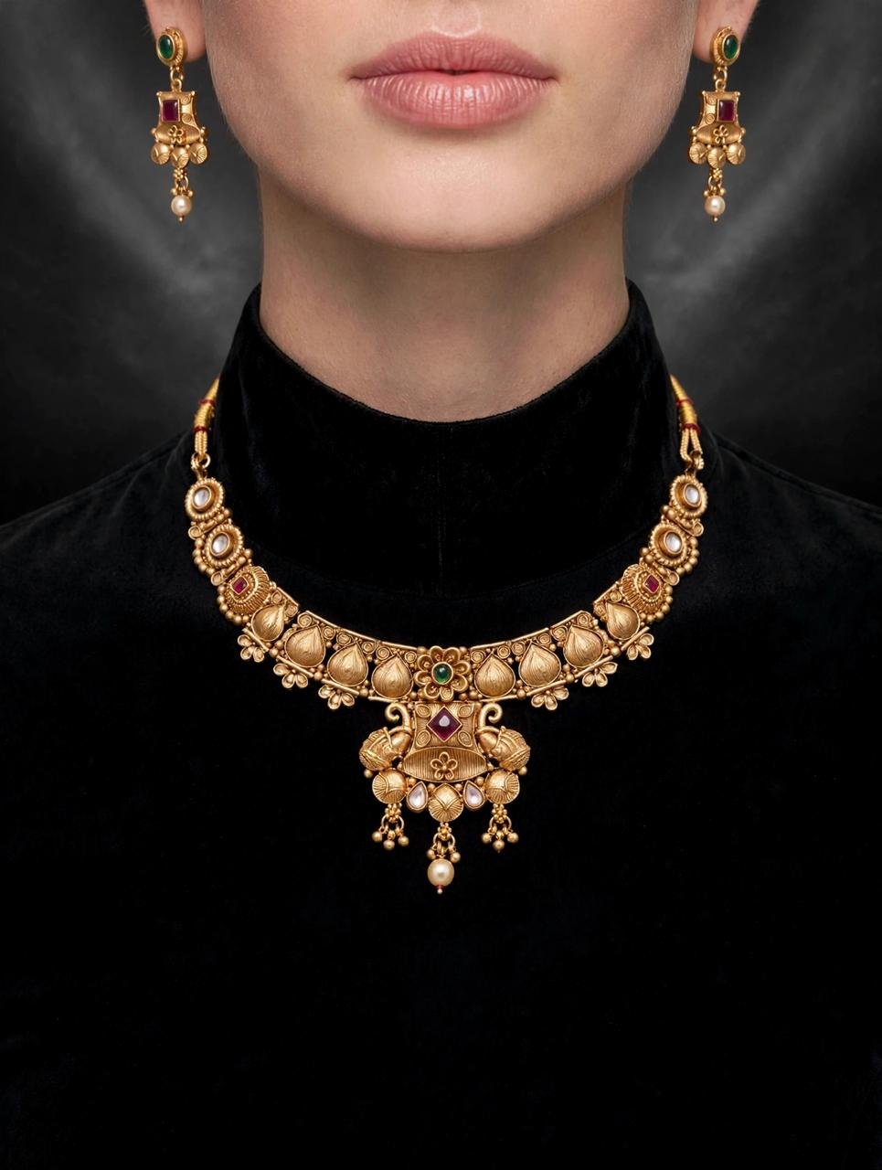Royal Heritage Temple Gold Necklace Set