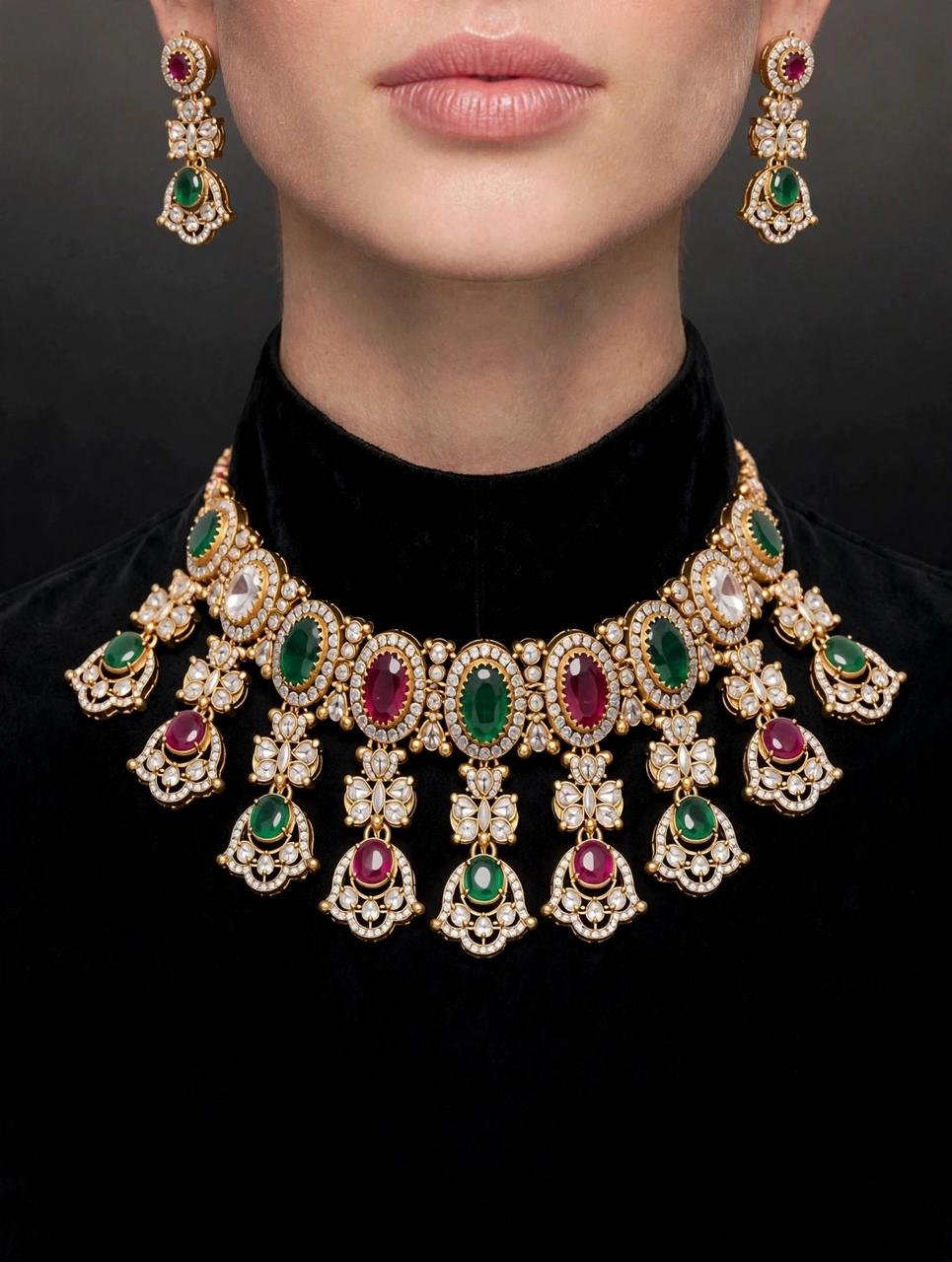 Meenakari Bloom Kundan Necklace Set