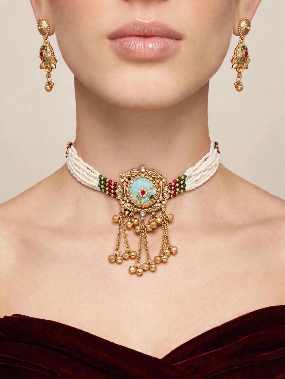 Meenakari Pearl Royale Choker Set