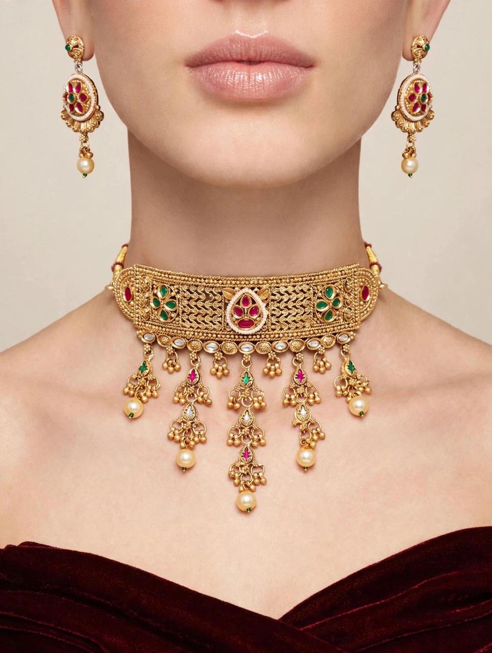 Kashmiri Kundan Royal Choker Set