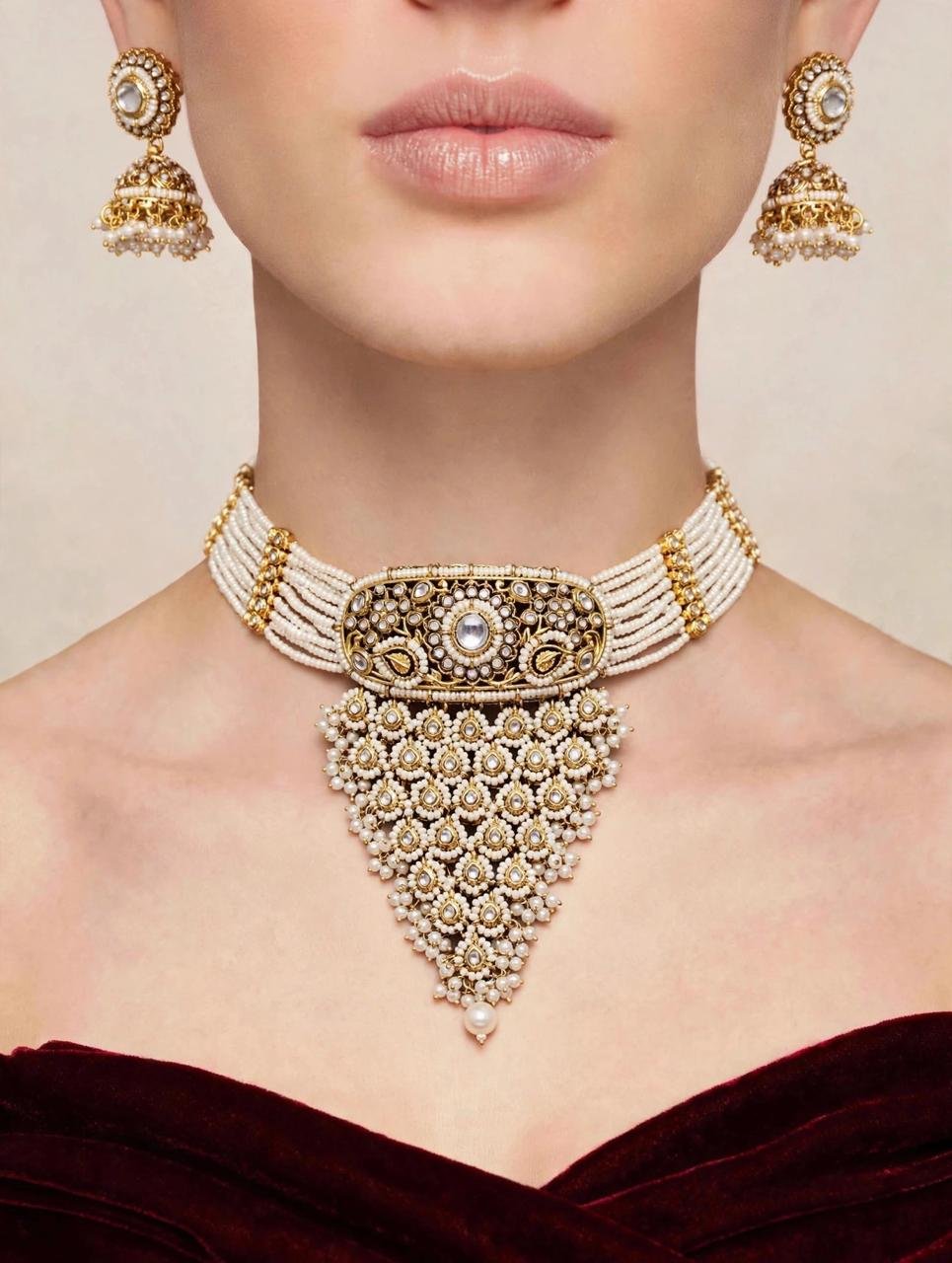 Royal Pearl Kundan Choker Set