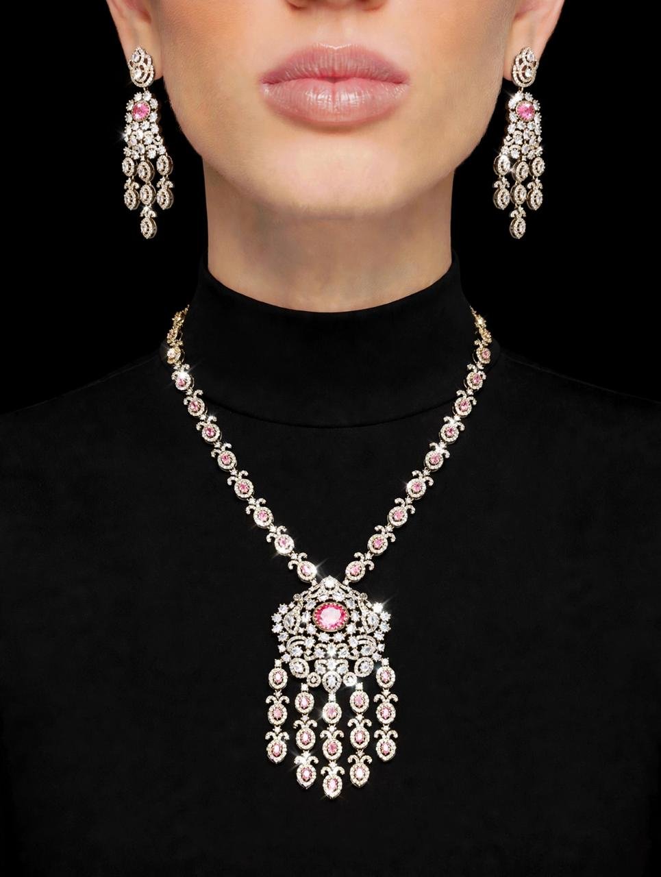 Pink Pendant Elegance Necklace Set
