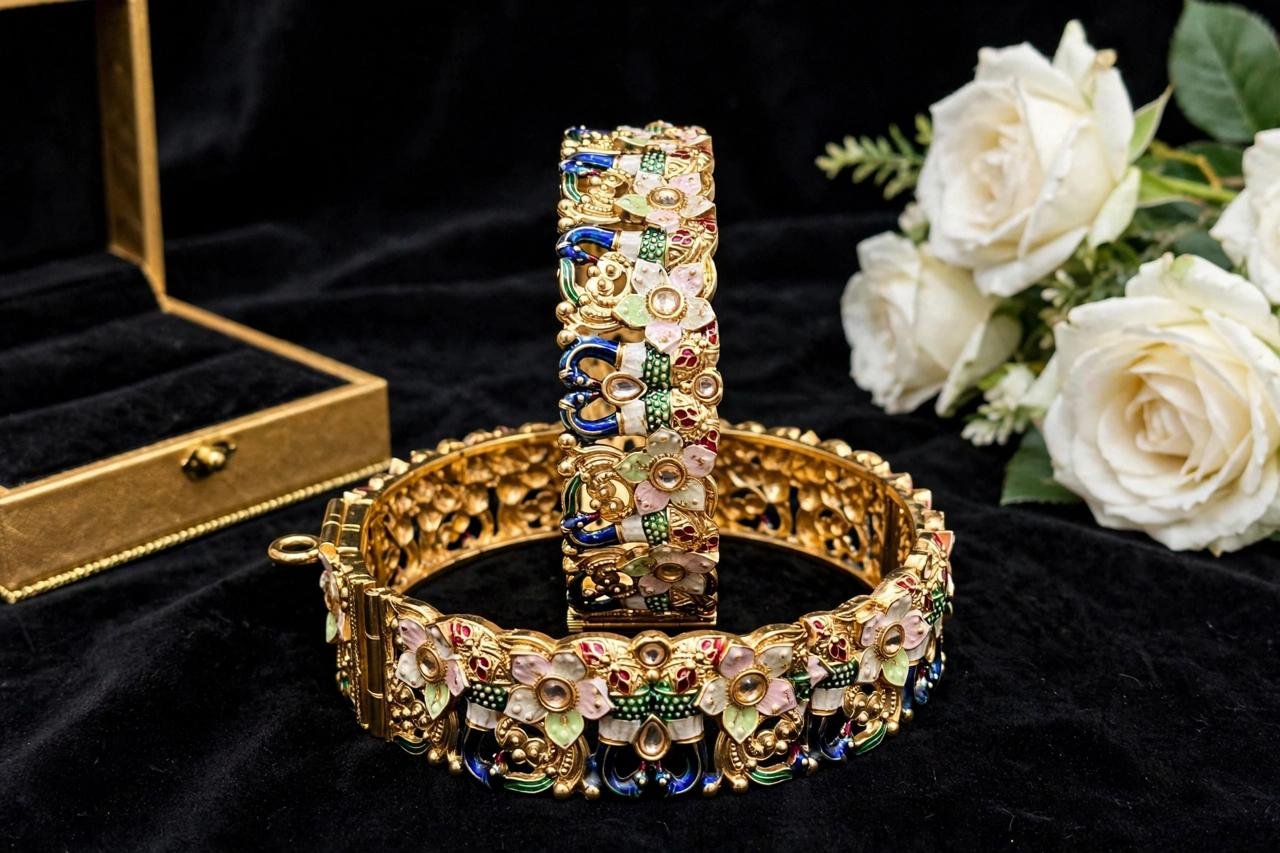 Floral Meenakari Heritage Kada Set