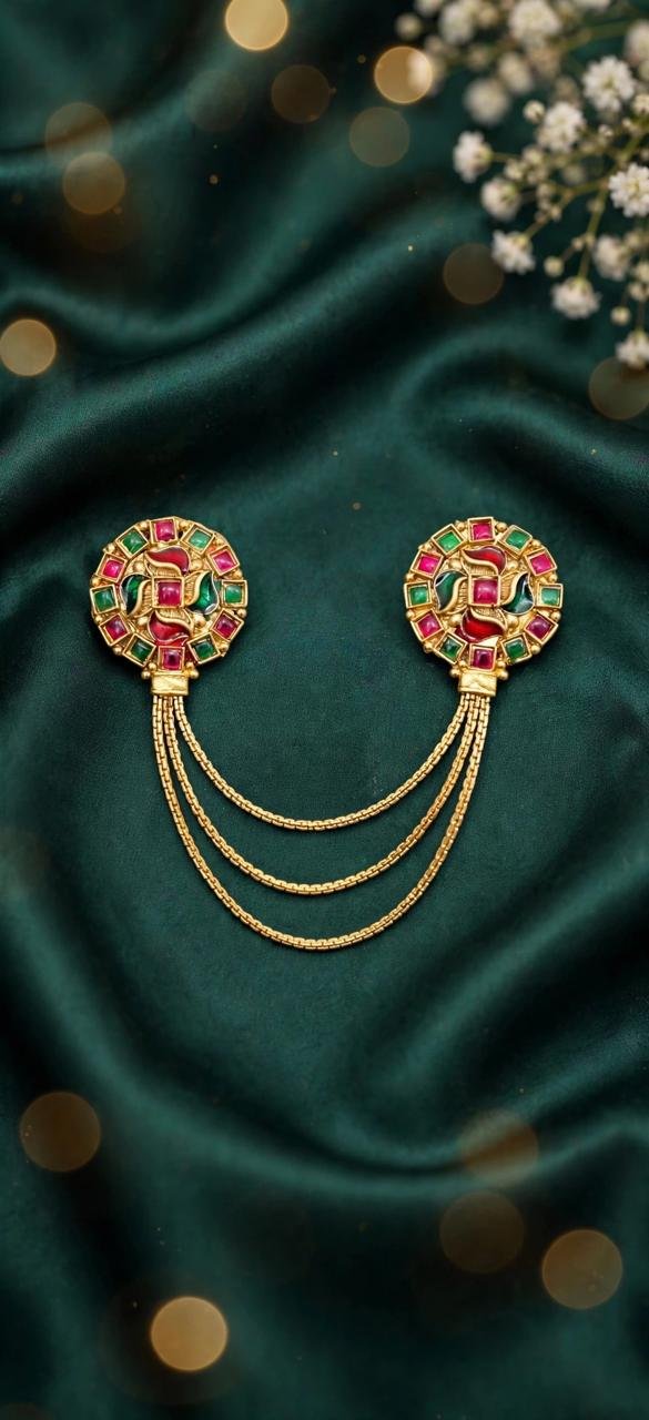 Kundan Multicolor Double Finger Ring