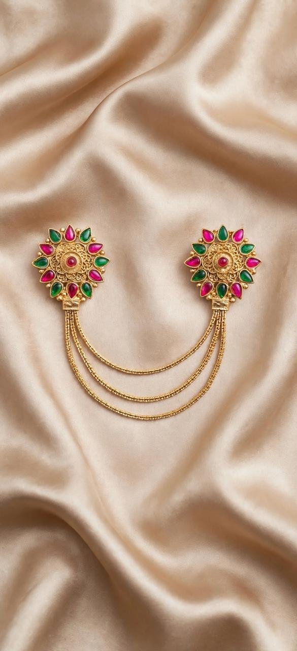 Floral Kundan Double-Finger Ring