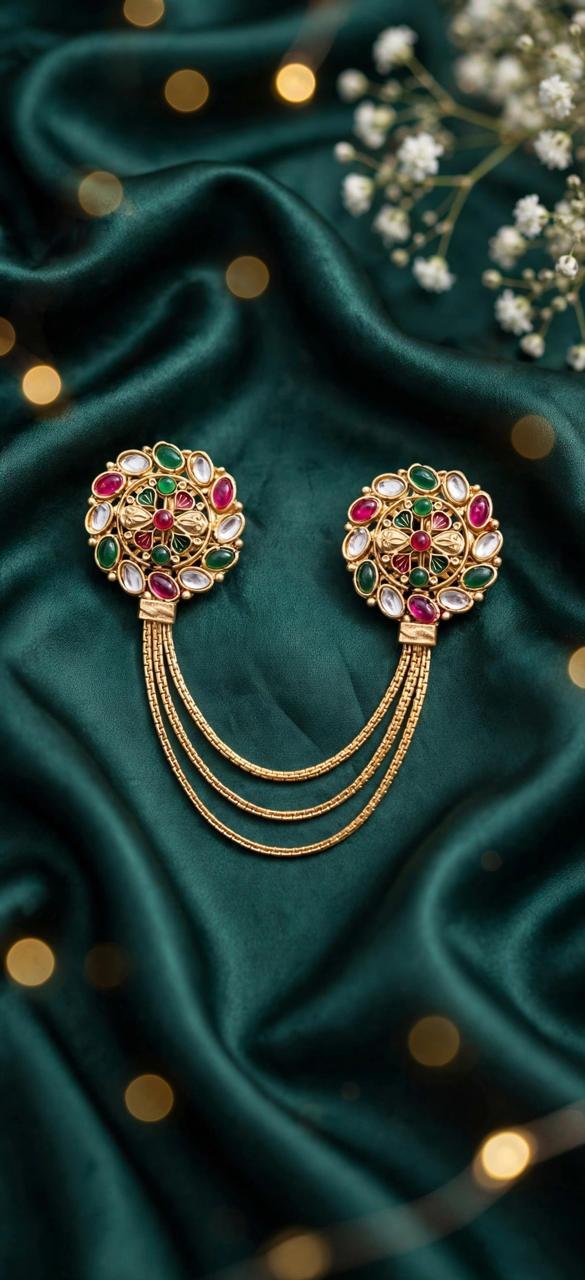 Floral Meenakari Double-Finger Ring